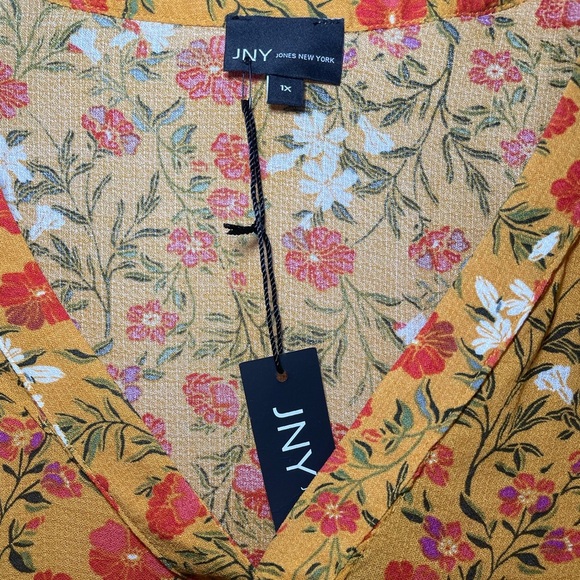 Jones New York yellow w/orange floral print 1X - Picture 2 of 5